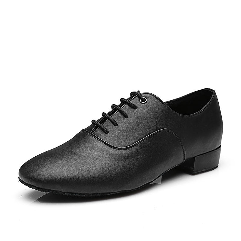 imitation leather Men Black Glitter Modern Soft Sole Latin Dance Shoes Low Heel Cheap
