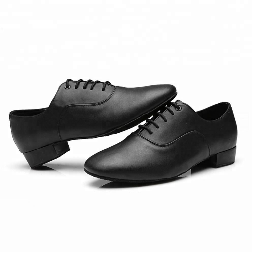 imitation leather Men Black Glitter Modern Soft Sole Latin Dance Shoes Low Heel Cheap