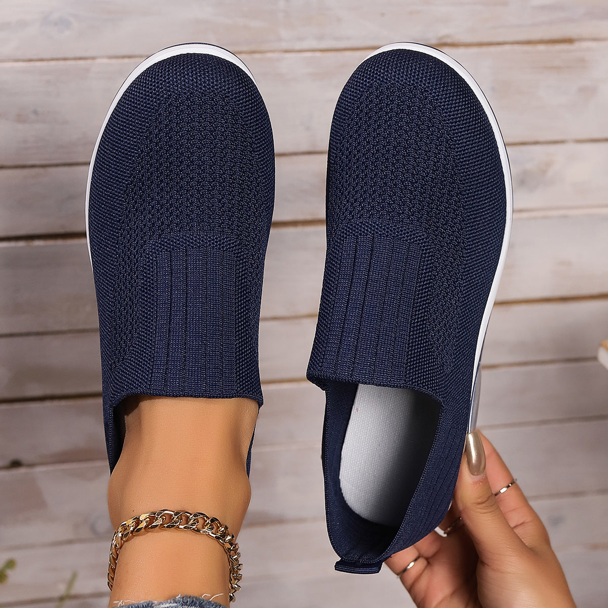 Women's shoes with thick sole and air cushion comfortable for casual sports breathable and fly woven soft soled women's shoes