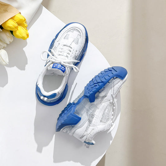 Casual Sports Shoes Women's Summer New Leather White Shoes To Increase Breathable Casual Shoes